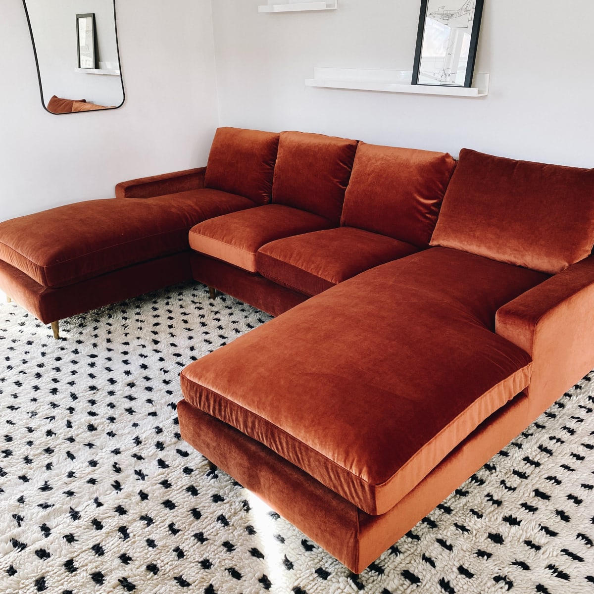 Cinnamon on sale velvet sofa