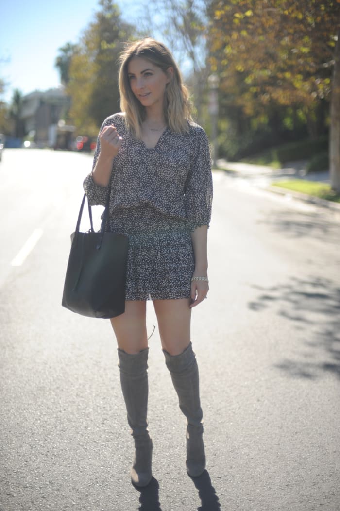 Billowy Dress and The Perfect OTK Boots - Cupcakes & Cashmere