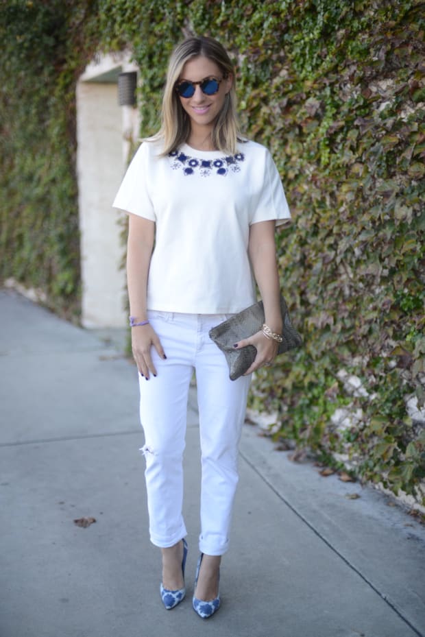 All White with Pops of Blue - Cupcakes & Cashmere