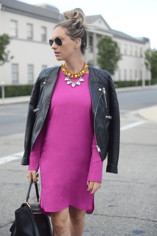 Long-Sleeved Magenta Shift Dress - Cupcakes & Cashmere