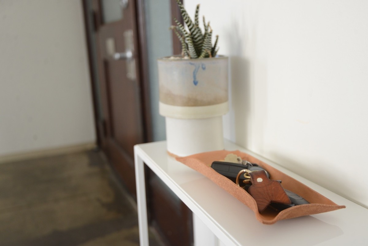 {New leather catchall in the office}