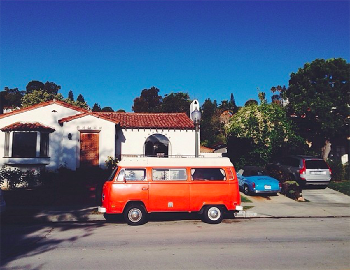One of the houses on the perimeter of the Silverlake Reservoir - this orange VW van is always parked out front and makes me happy 