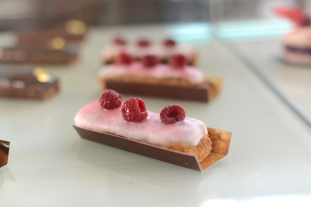 {Raspberry eclairs just in time for Valentine's Day}
