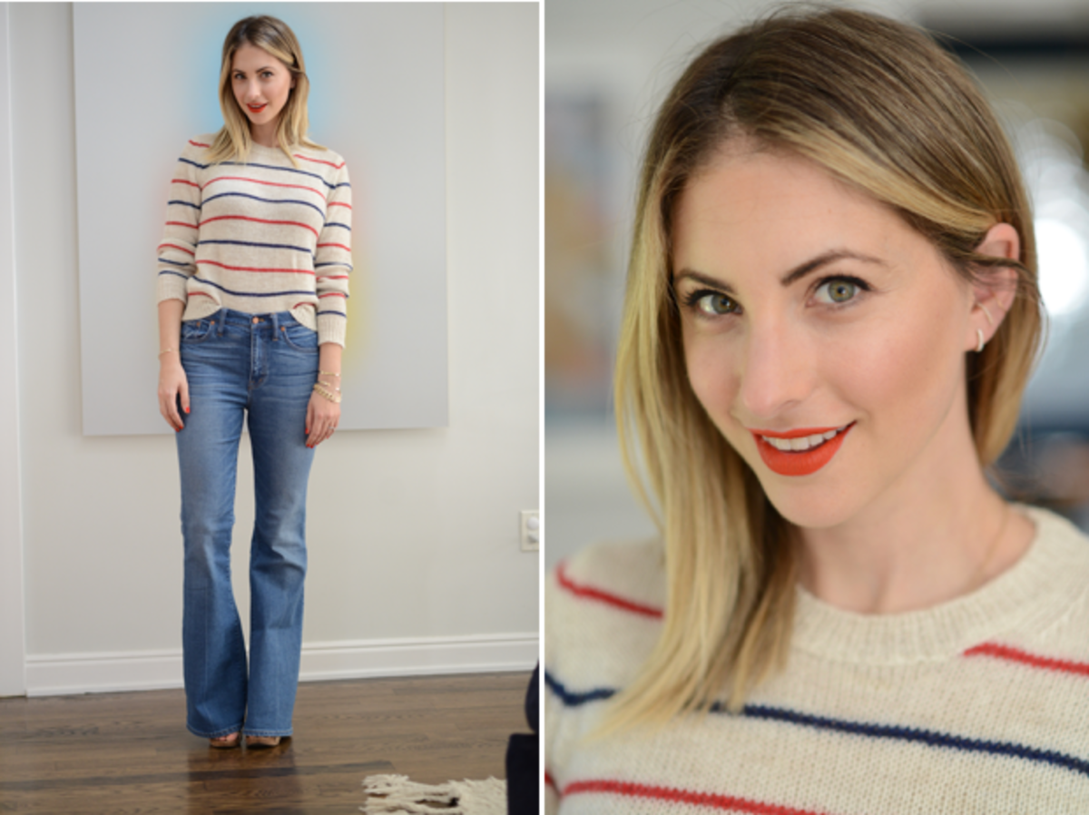 Tuesday: Etoile Isabel Marant Sweater, Madewell Jeans (on sale), Alberta Ferretti Sandals, Nars 'Dragon Girl' Lipstick