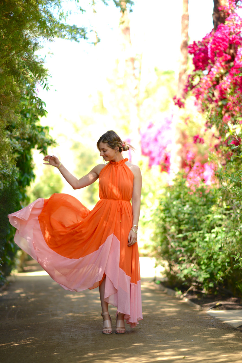 A sherbet-colored dress that was made for Palm Springs