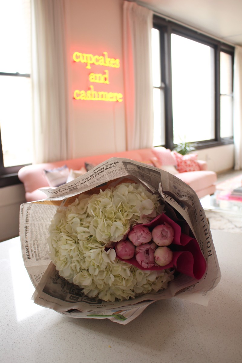 {Office blooms from our weekly trip to the Flower Mart}