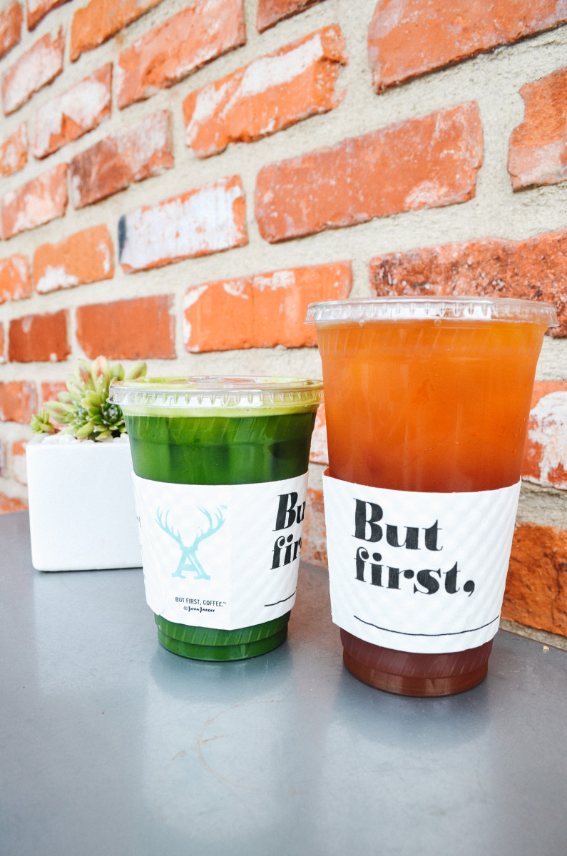 {Wednesday's post-workout drink: iced matcha (and iced tea for later) from Alfred's}
