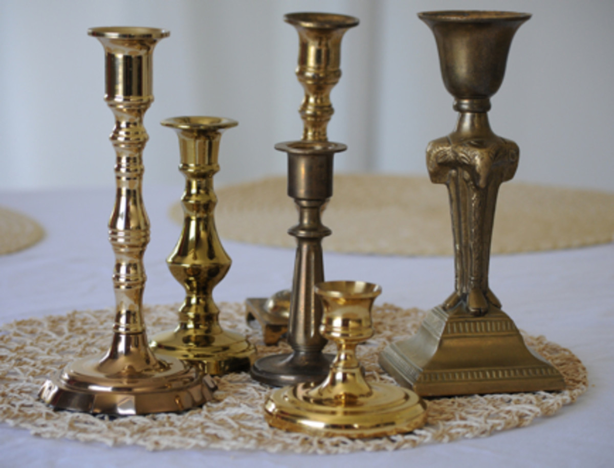  {The mismatched candlesticks, in all of their unpolished glory}