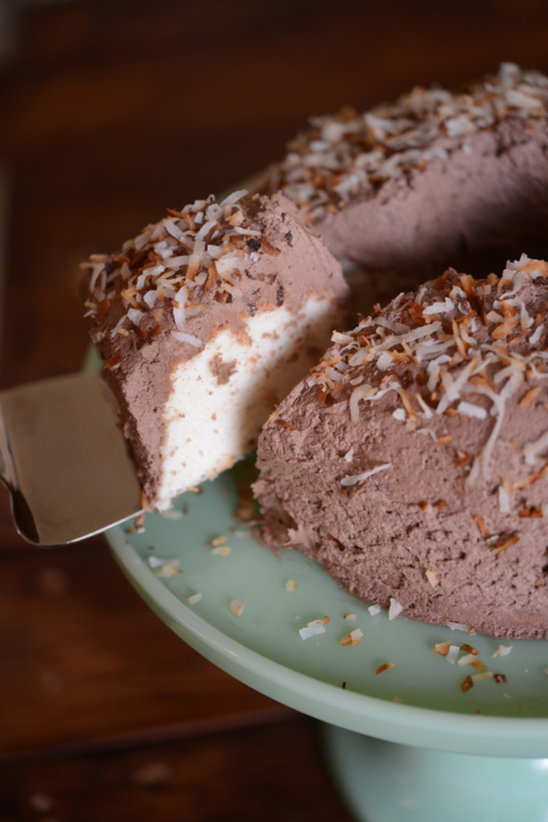 Angel Food Cake with Chocolate Whipped Cream - Cupcakes & Cashmere