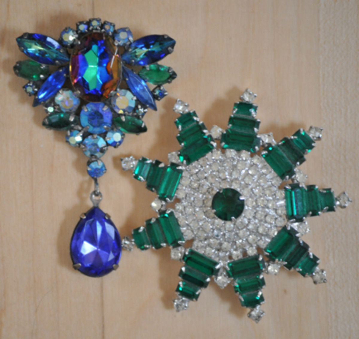  {Part of her costume jewelry collection. I love the bright blues.}