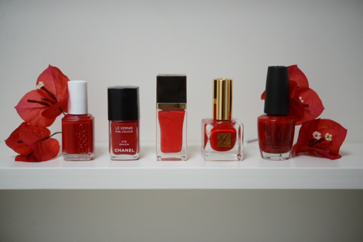  {Loving the look of a classic red manicure for the holidays}