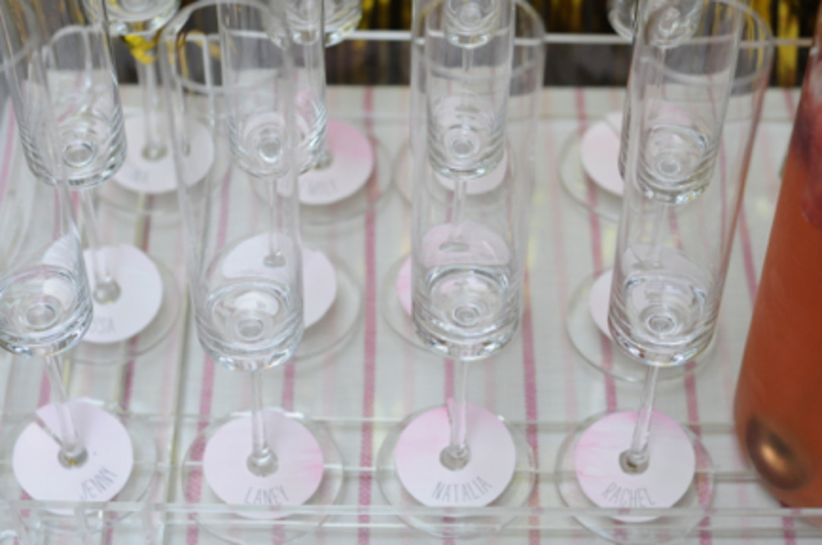  {Watercolor name tags for each girl's champagne flute}