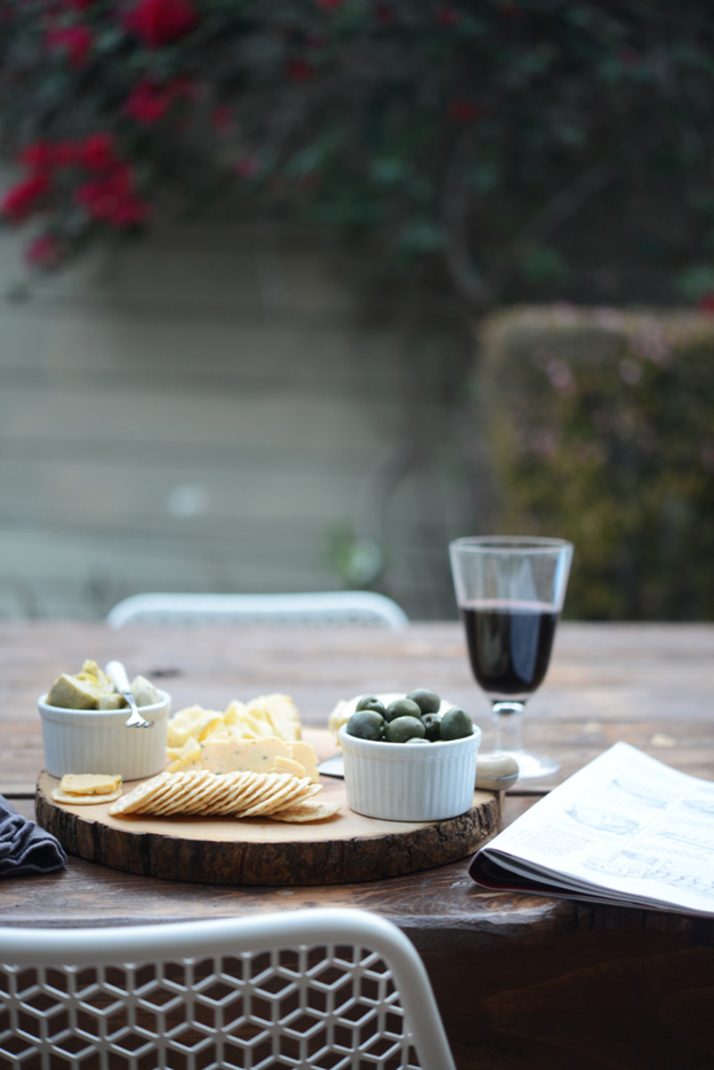  {A night to myself: a backyard cheese plate, wine and the new Cook's Illustrated}