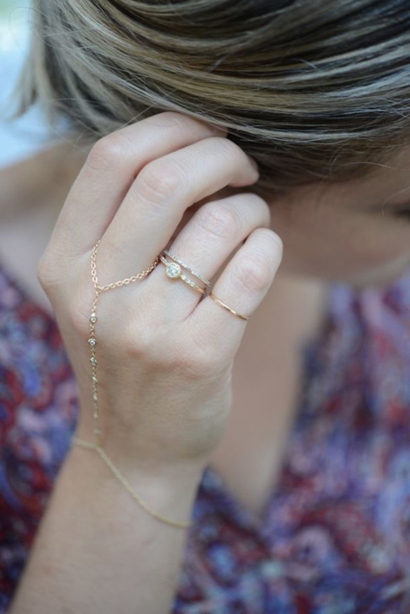  {A beautiful gift from Jacquie Aiche: one of her dainty finger bracelets}