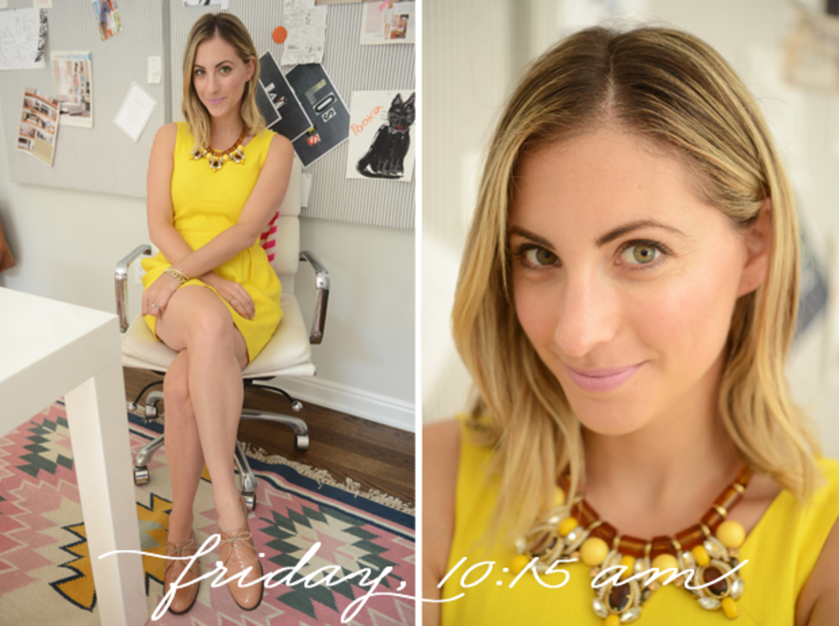  {J.Crew Dress and Necklace, Madewell Brogues, M.A.C. 'Snob' Lipstick}