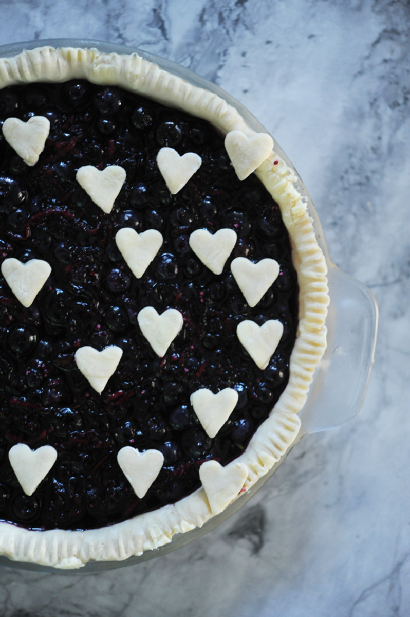 {Blueberry pie waiting to be baked}