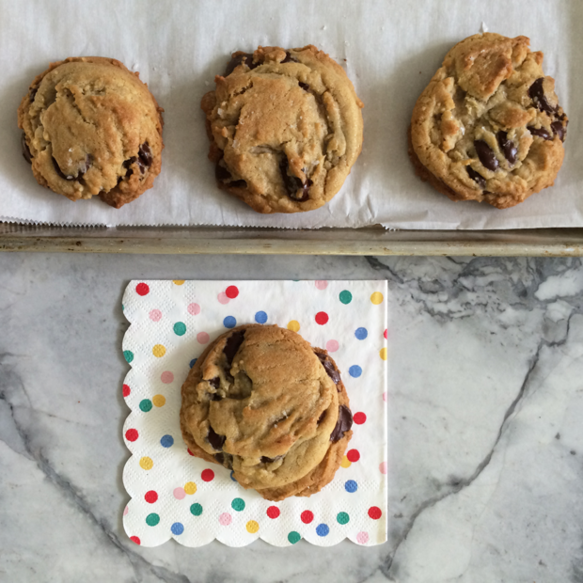 {Chocolate chip cookies that we keep frozen for whenever cravings strike}