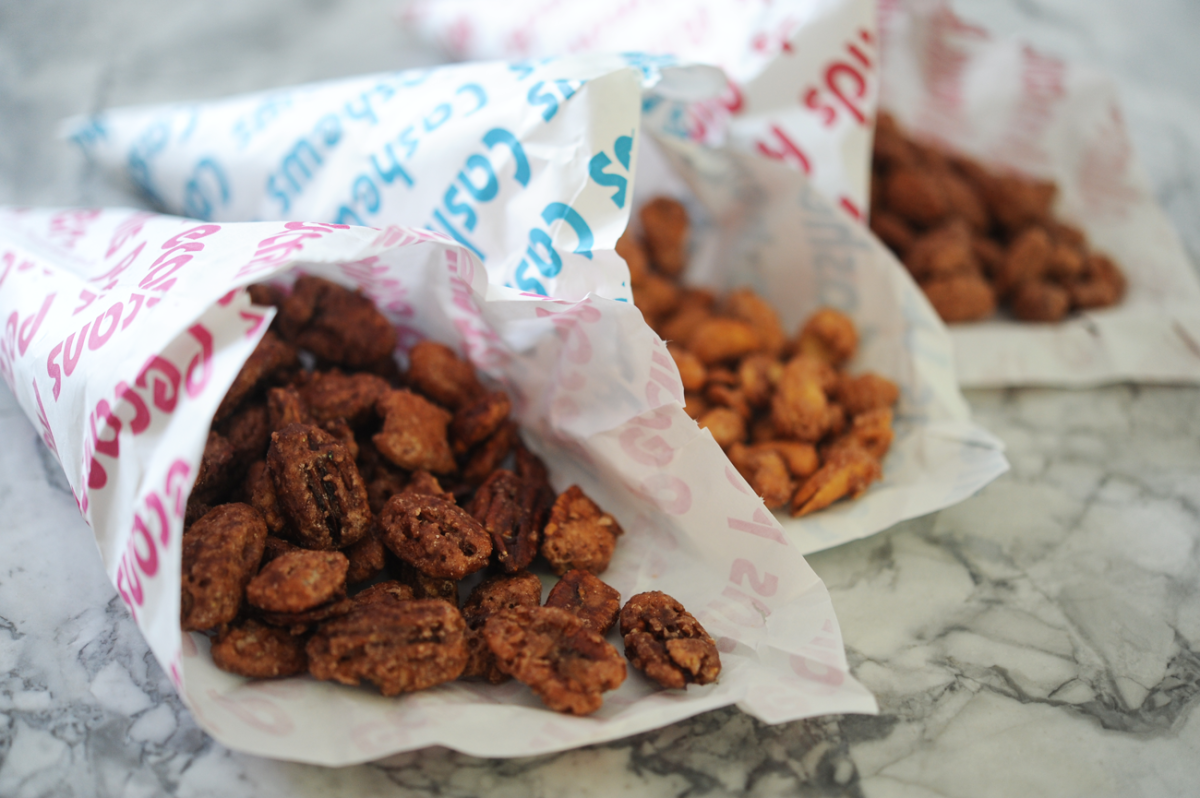 {Fresh candied nuts from the farmers' market}