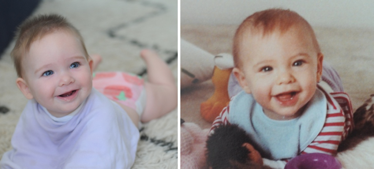 {Sloan and me both at 7 months}