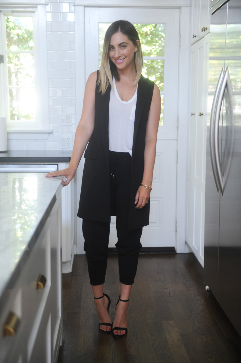 T by Alexander Wang Tank Top, Cupcakes and Cashmere Vest, Paige Sweats, Zara Sandals