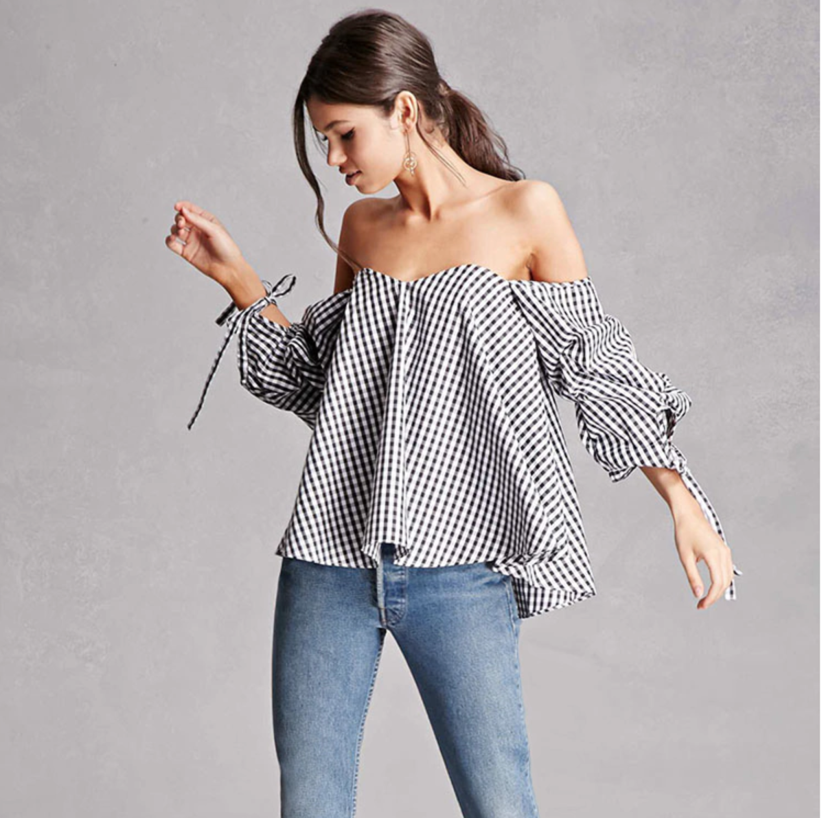 Shop the Item: Gingam Off Shoulder Top ($28) - Alina and Leslie both bought this top upon seeing it 