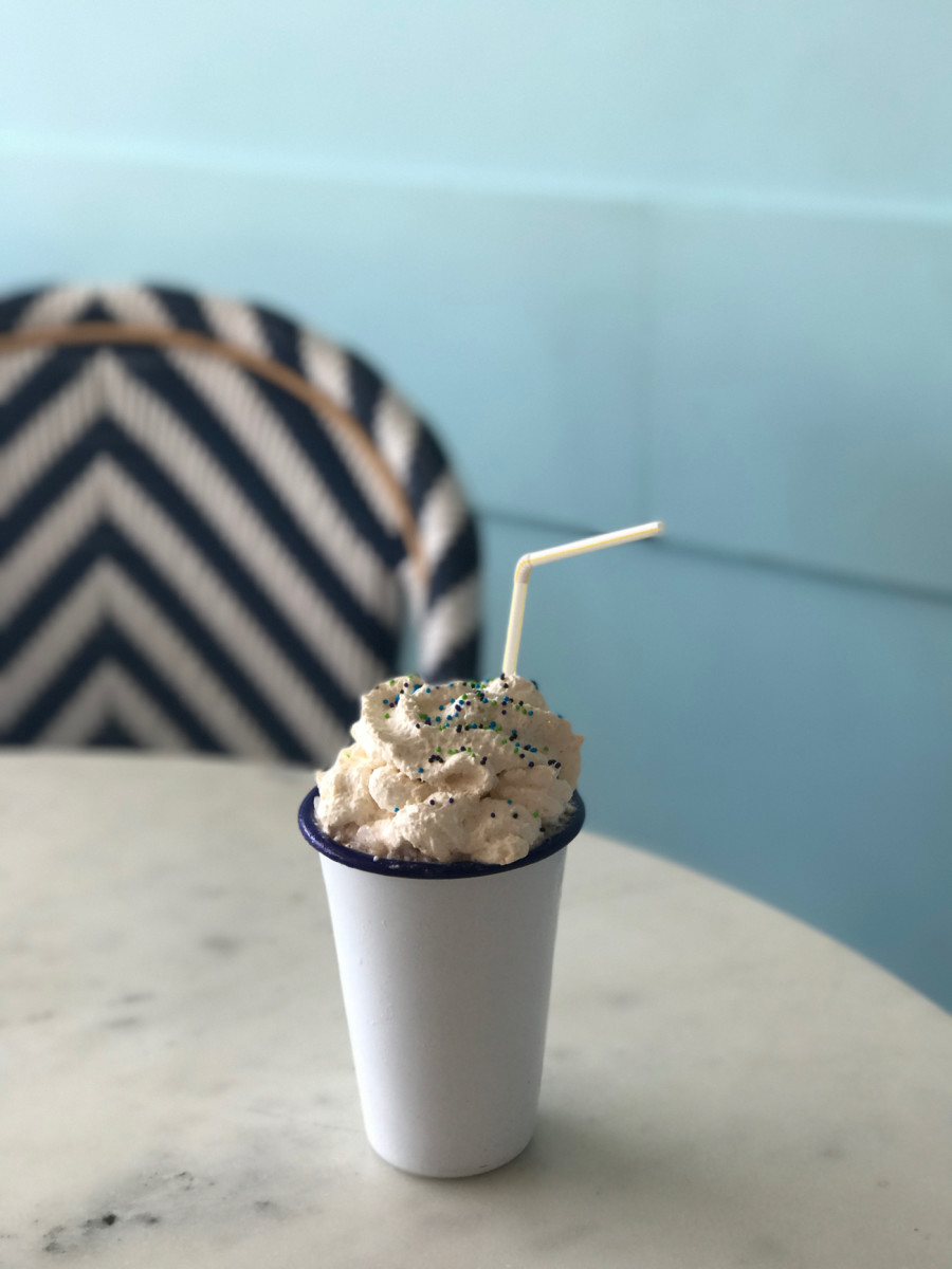 {One of my favorite drinks in the city: the frozen hot chocolate from Trois Familia}