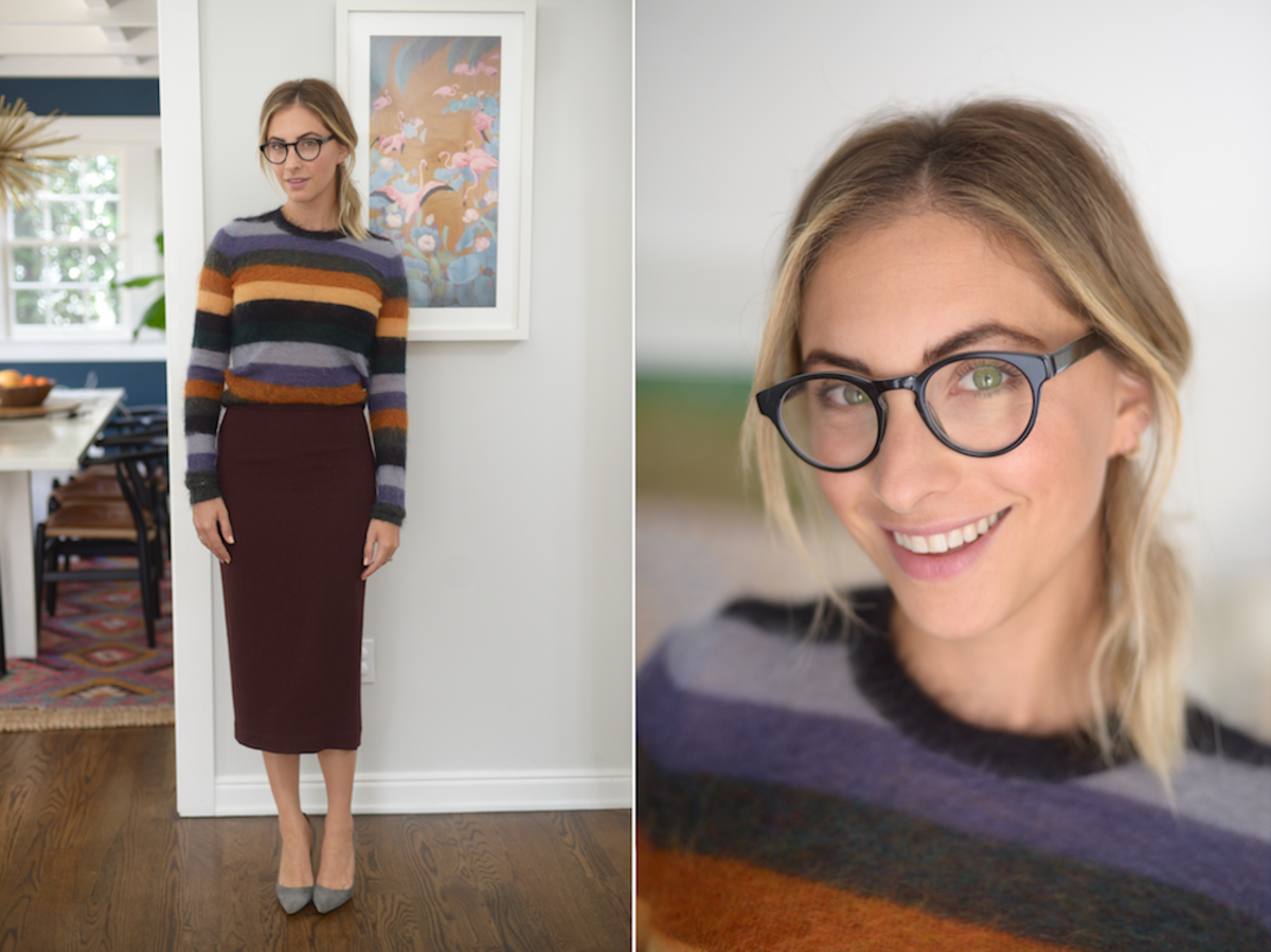 Thursday: Isabel Marant Etoile Sweater, ALC Skirt (similar here), Manolo Blahnik Pumps, L.A. Eyework Glasses