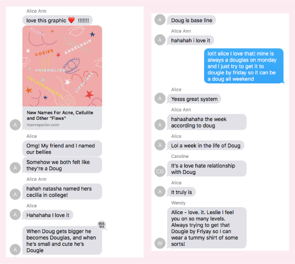 The group text that inspired this article (excessive 'lols' and 'hahahas' included!)