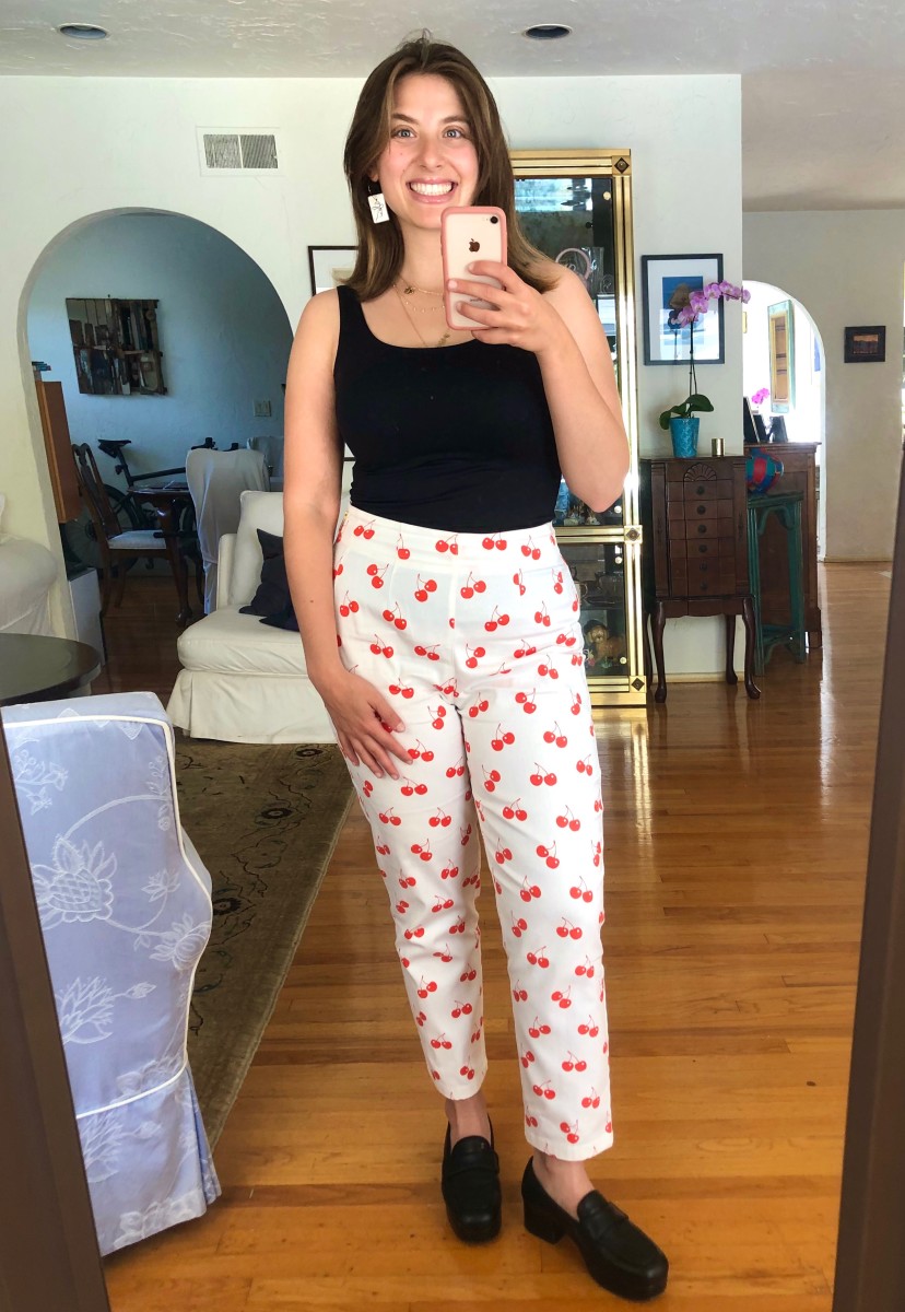 Tuesday (Natalie, Editorial Intern): Only Hearts Tank (similar here), PolkaPants x Cherry Bombe Pants, Shop-Pêche Loafers (that I am trying to break in!), Ariel Kellogg Earrings  