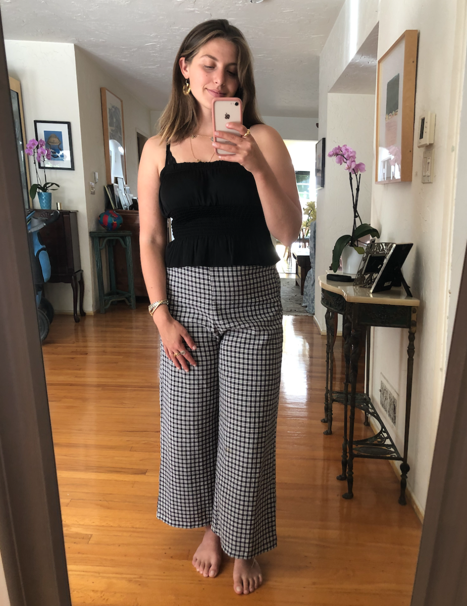 Tuesday (Natalie, Editorial Intern): Free People Top, Thrifted Pants (similar here), Mejuri Ring 