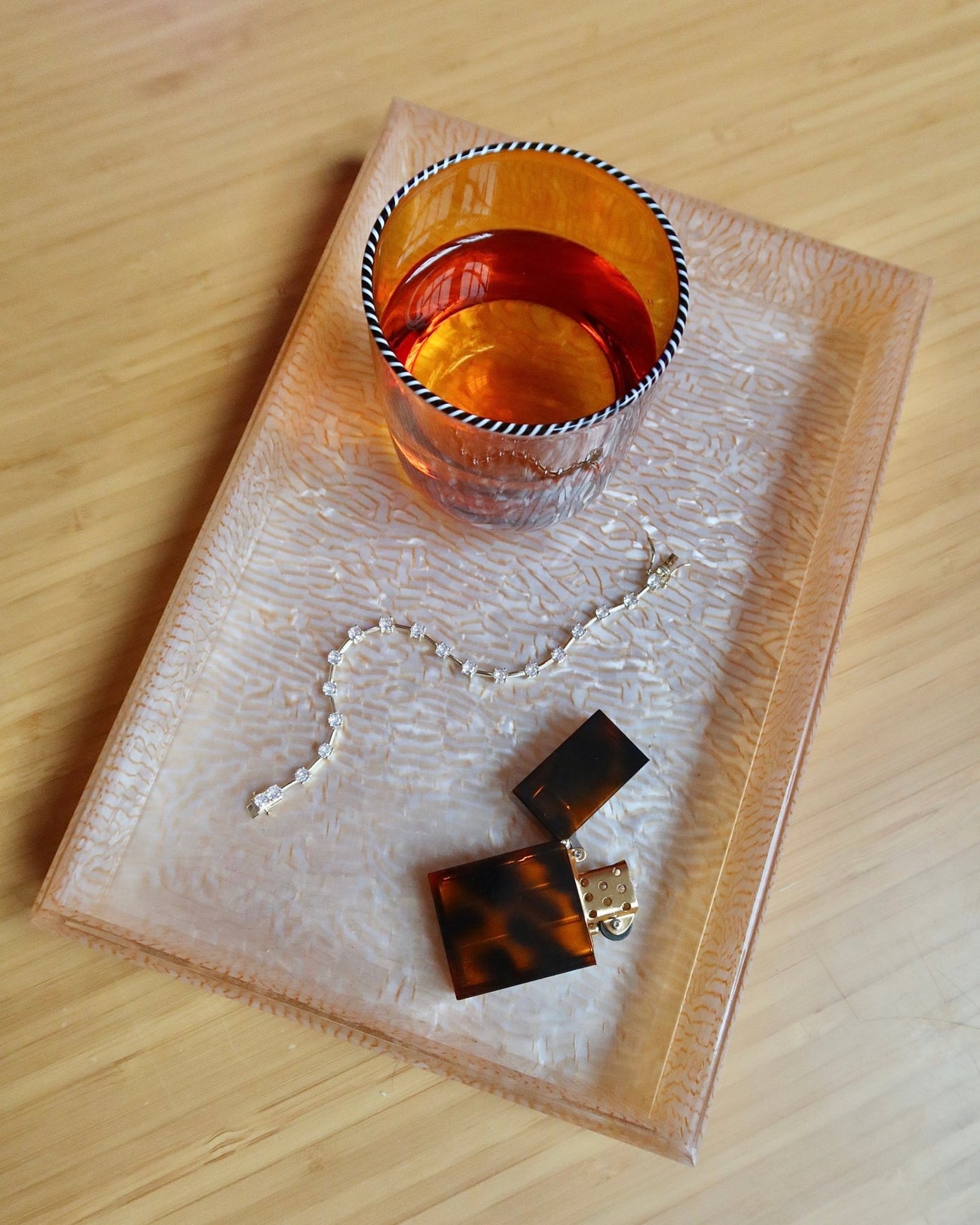 AMBER GLASS WITH BLACK AND WHITE TWISTED RIM - Shop Cupcakes and Cashmere
