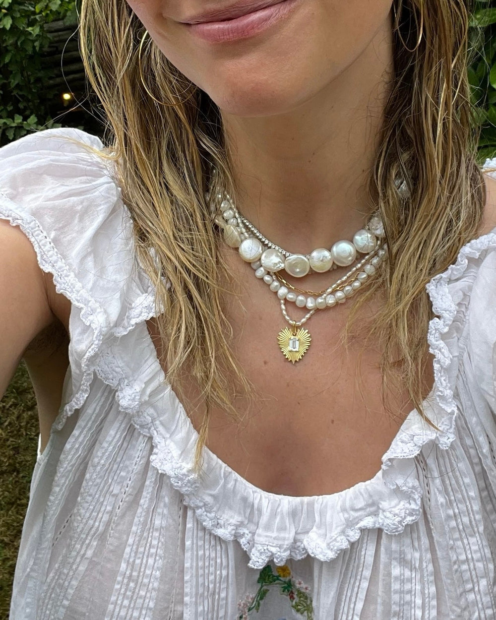 ANIKA FLAT ROUND PEARL NECKLACE - Shop Cupcakes and Cashmere