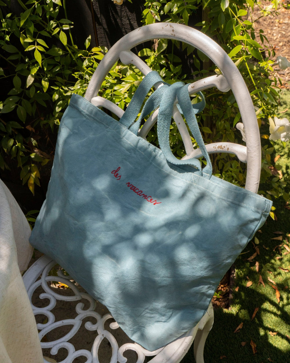 HAND EMBROIDERED VACANCES COTTON TOTE - Shop Cupcakes and Cashmere