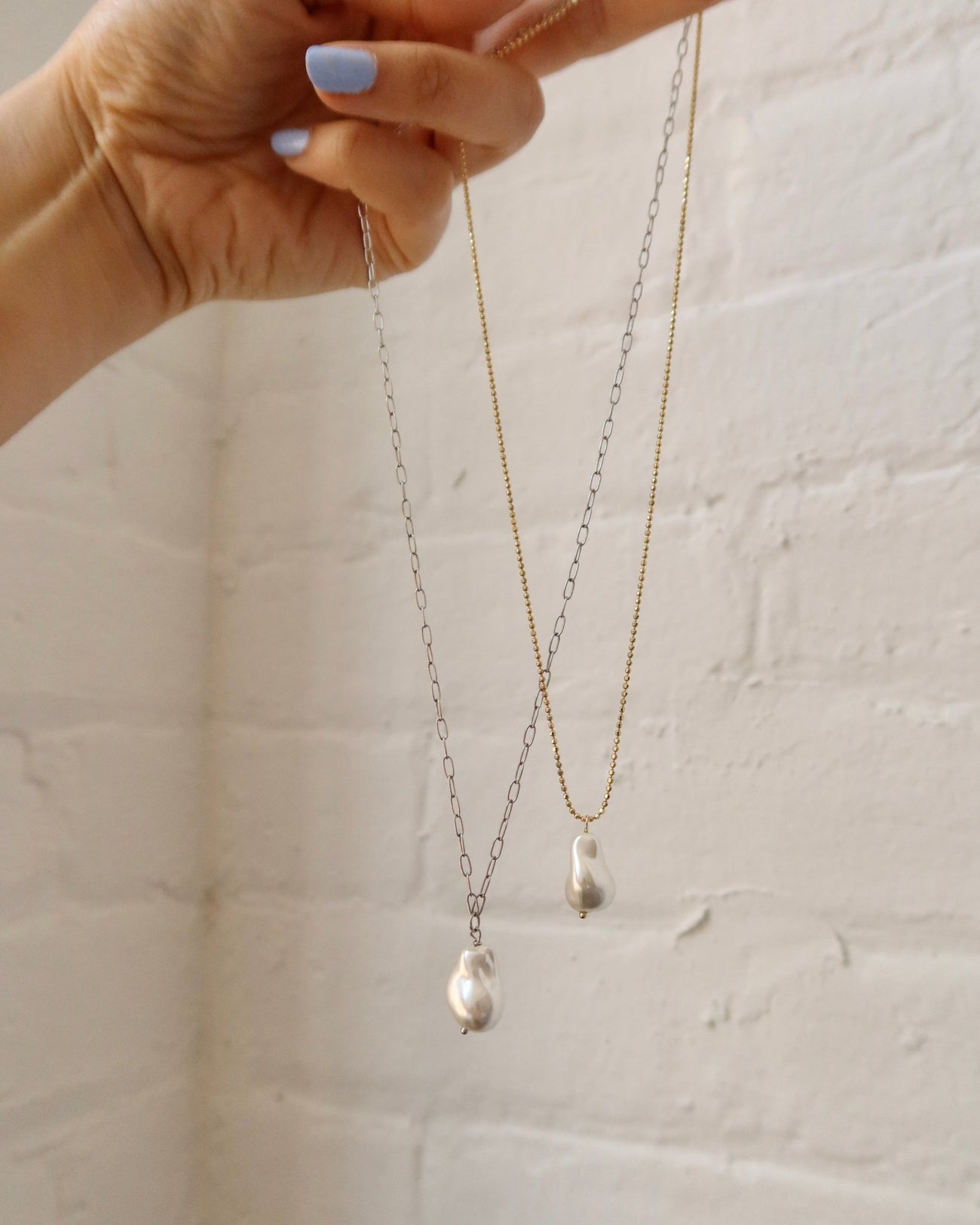 MARY - KATE BAROQUE PEARL ON SMALL BEAD CHAIN - Shop Cupcakes and Cashmere