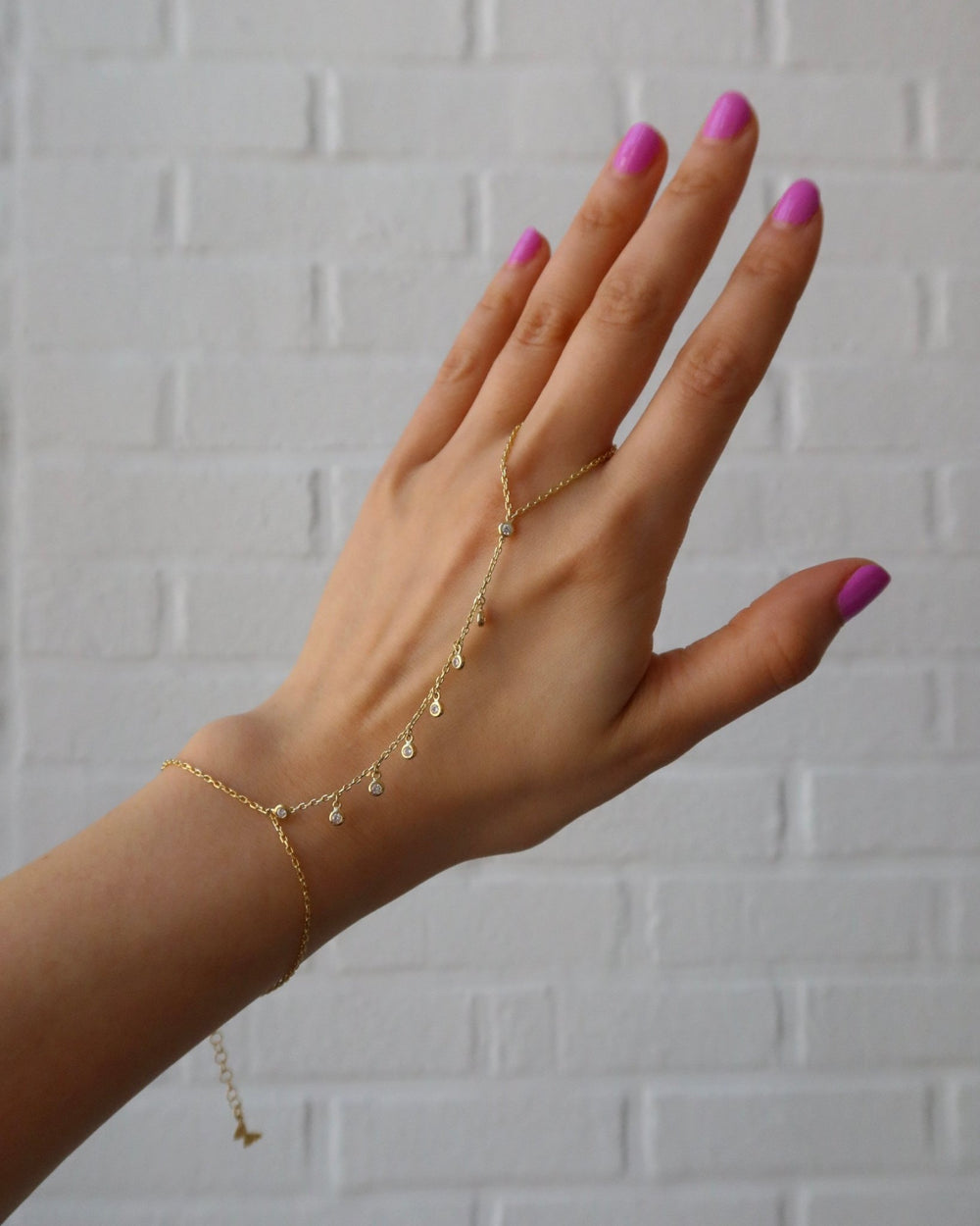OLIVIA BEZEL CZ SHAKER HAND CHAIN - Shop Cupcakes and Cashmere