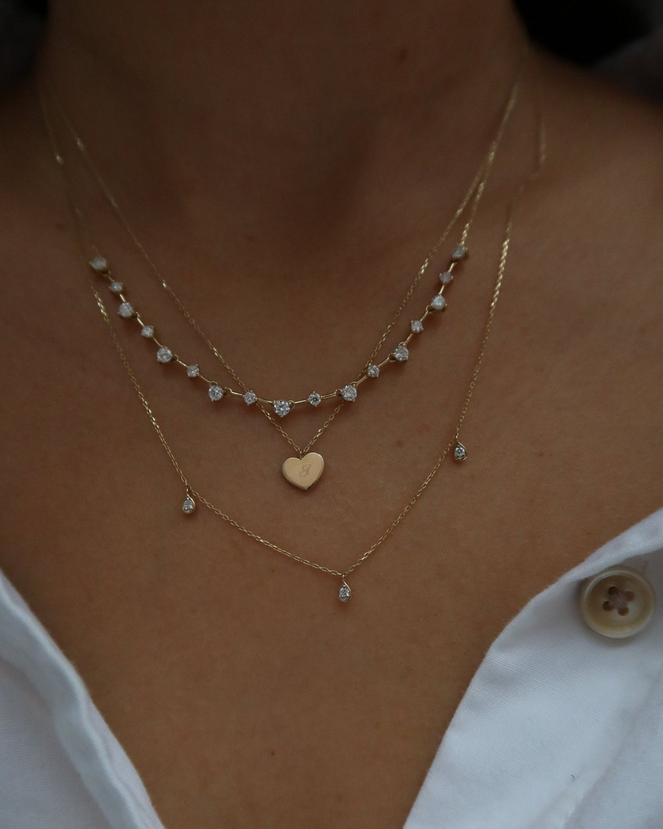 POMEROL TRIPLE TEARDROP DIAMOND SHAKER NECKLACE - Shop Cupcakes and Cashmere