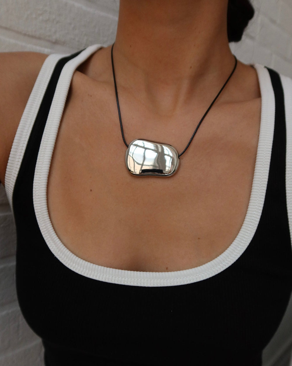 RAQUEL ORGANIC SILVER PLATE LEATHER NECKLACE - Shop Cupcakes and Cashmere