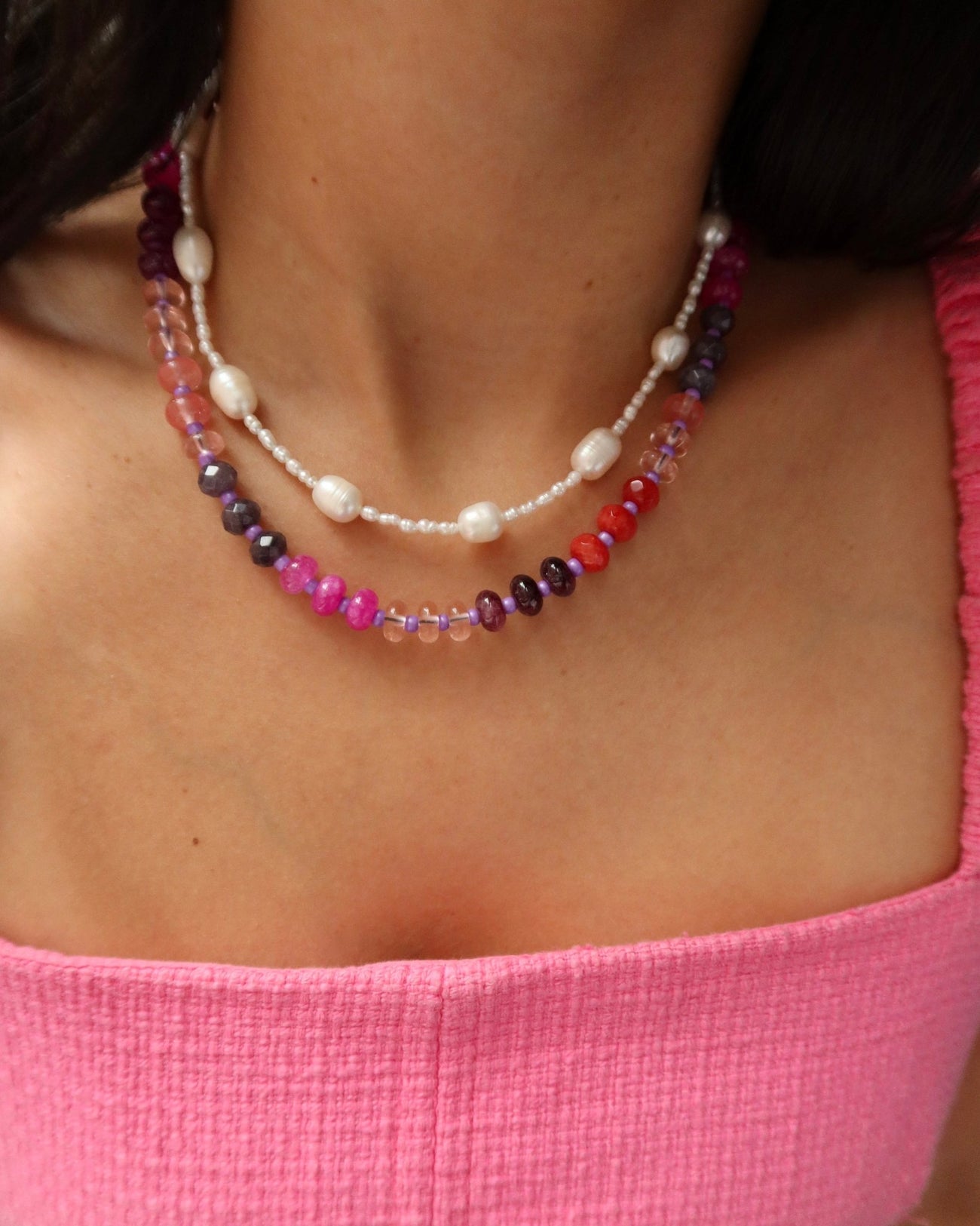 RASPBERRY FIZZ CANDY BEADED NECKLACE - Shop Cupcakes and Cashmere
