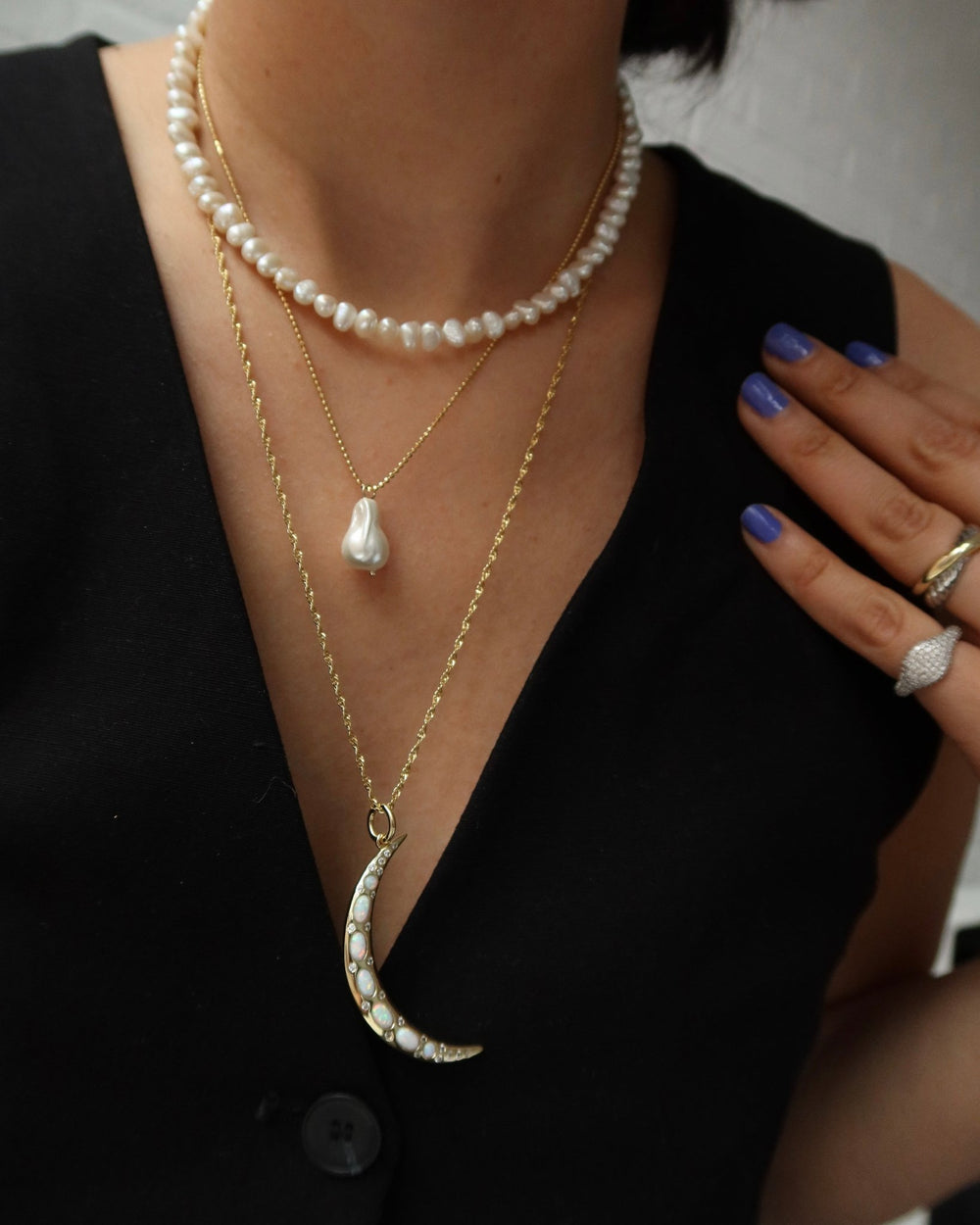 SELENE OPAL MOON CHARM NECKLACE - Shop Cupcakes and Cashmere