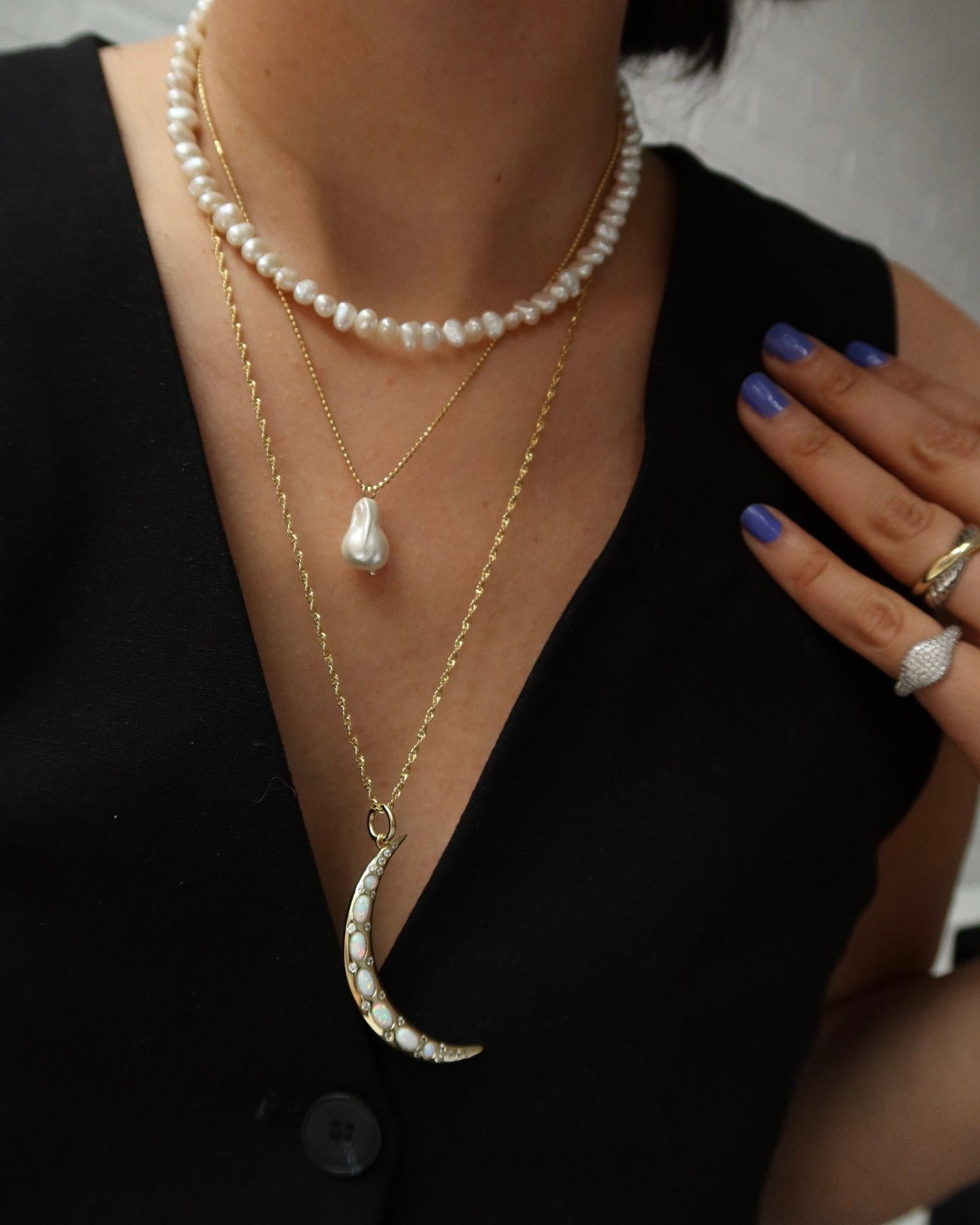 SELENE OPAL MOON CHARM NECKLACE - Shop Cupcakes and Cashmere