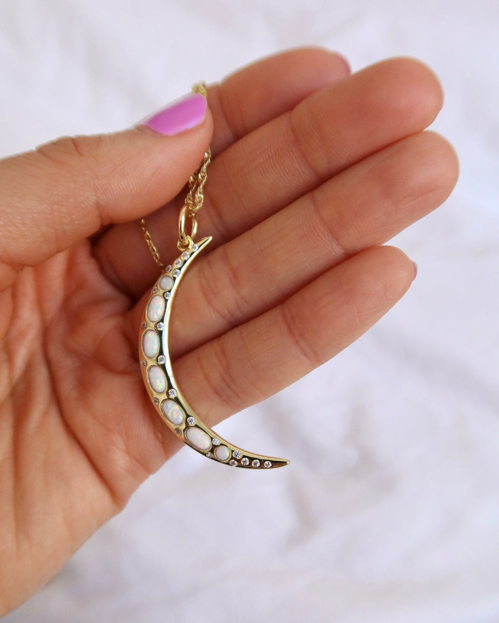 SELENE OPAL MOON CHARM NECKLACE - Shop Cupcakes and Cashmere