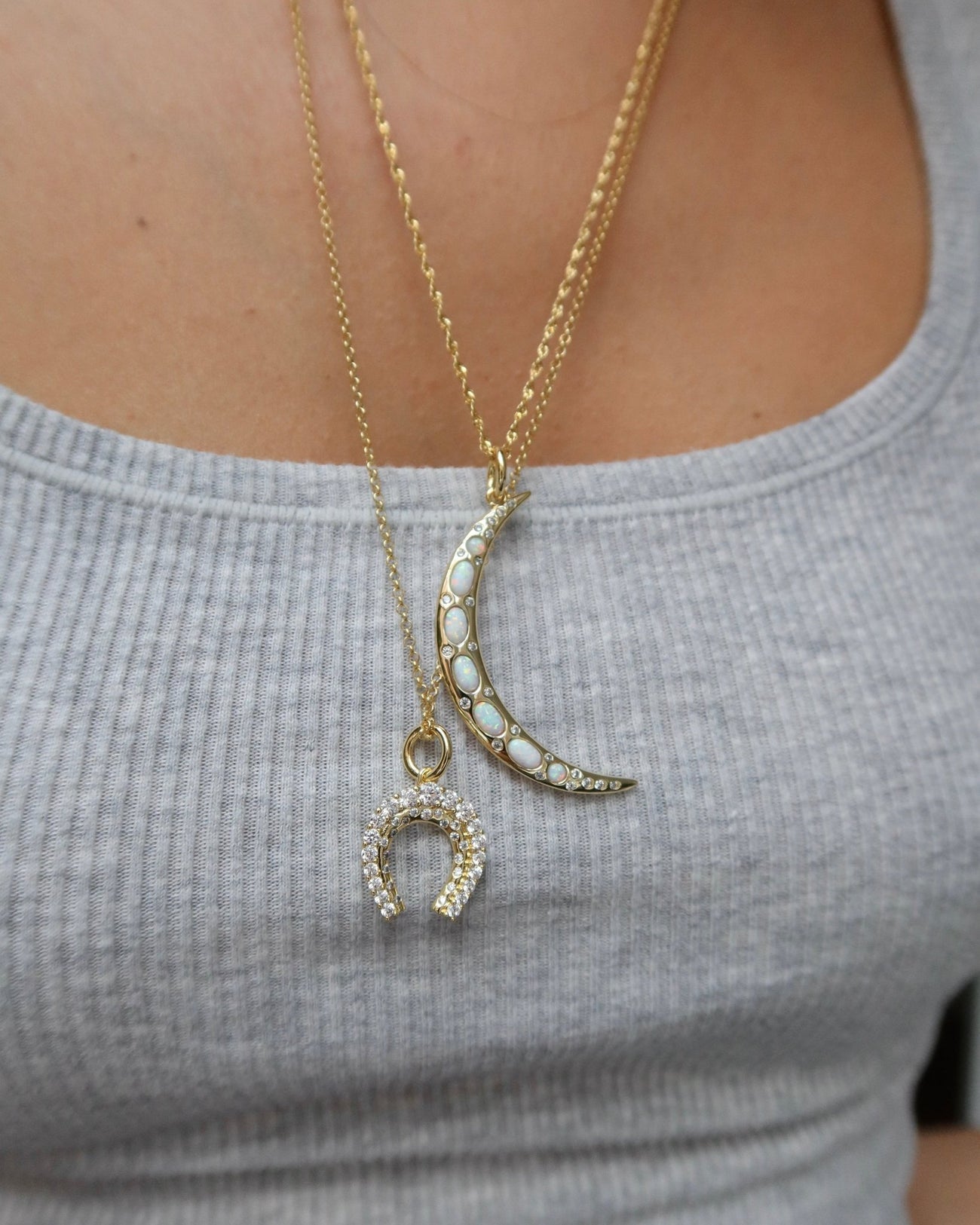 SELENE OPAL MOON CHARM NECKLACE - Shop Cupcakes and Cashmere