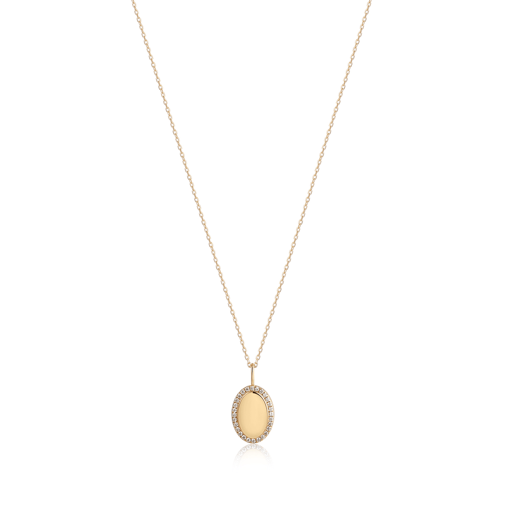 SHIBUYA ENGRAVABLE DIAMOND HALO OVAL PENDANT - Shop Cupcakes and Cashmere