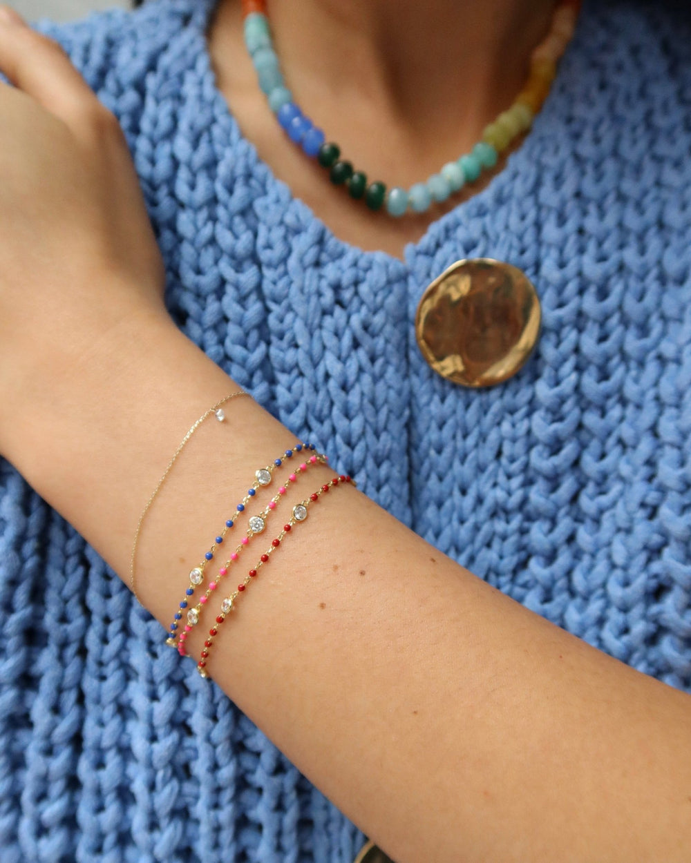 YAEL CZ ENAMEL BRACELET (BLUE) - Shop Cupcakes and Cashmere
