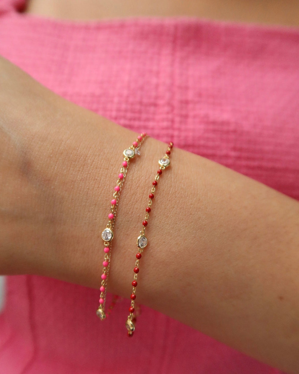 YAEL CZ ENAMEL BRACELET (PINK) - Shop Cupcakes and Cashmere