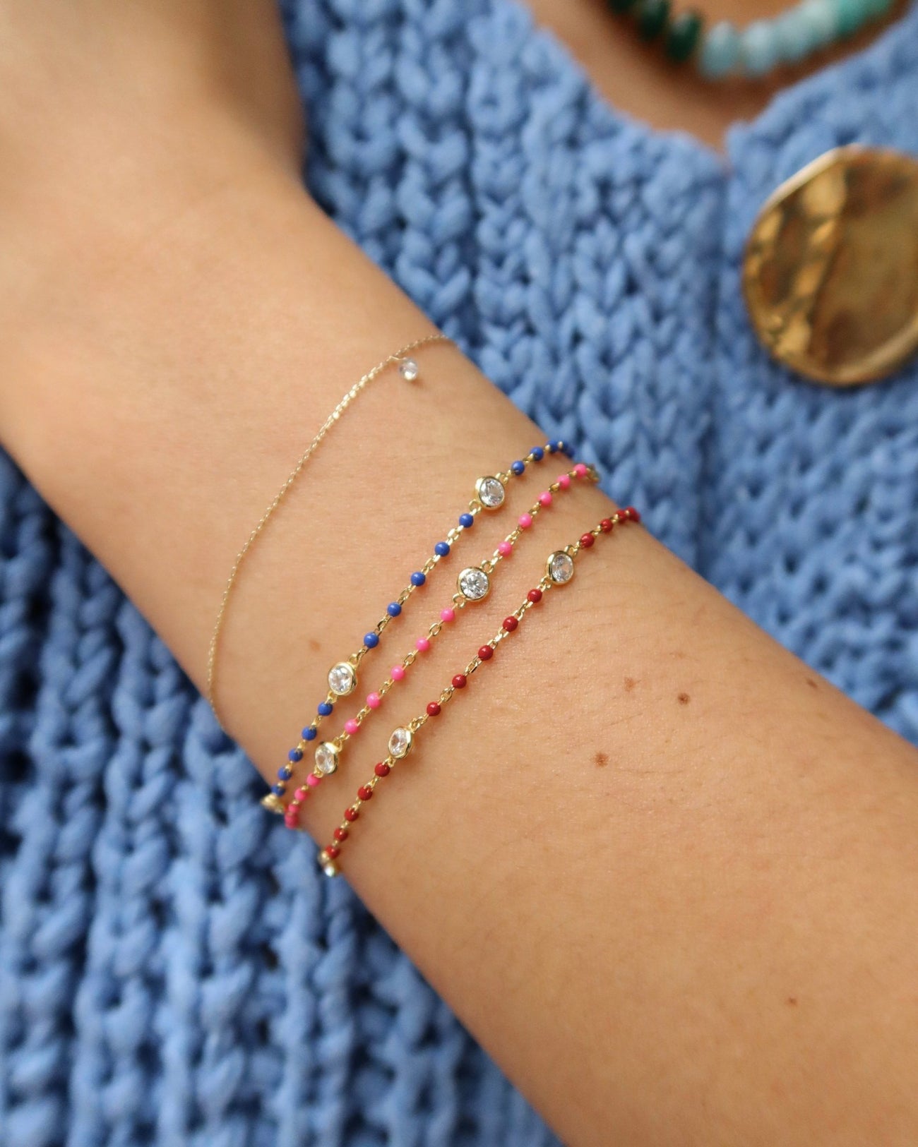 YAEL CZ ENAMEL BRACELET (PINK) - Shop Cupcakes and Cashmere