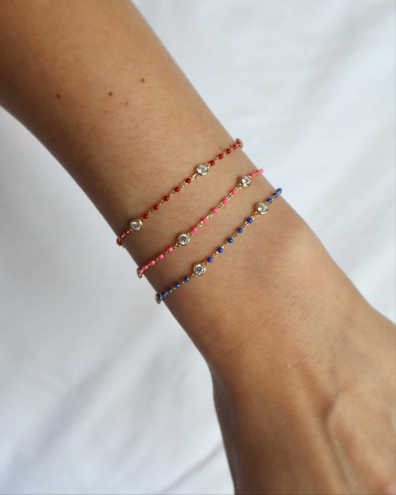 YAEL CZ ENAMEL BRACELET (PINK) - Shop Cupcakes and Cashmere
