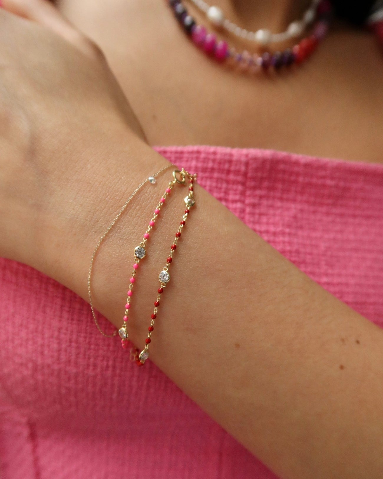 YAEL CZ ENAMEL BRACELET (RED) - Shop Cupcakes and Cashmere