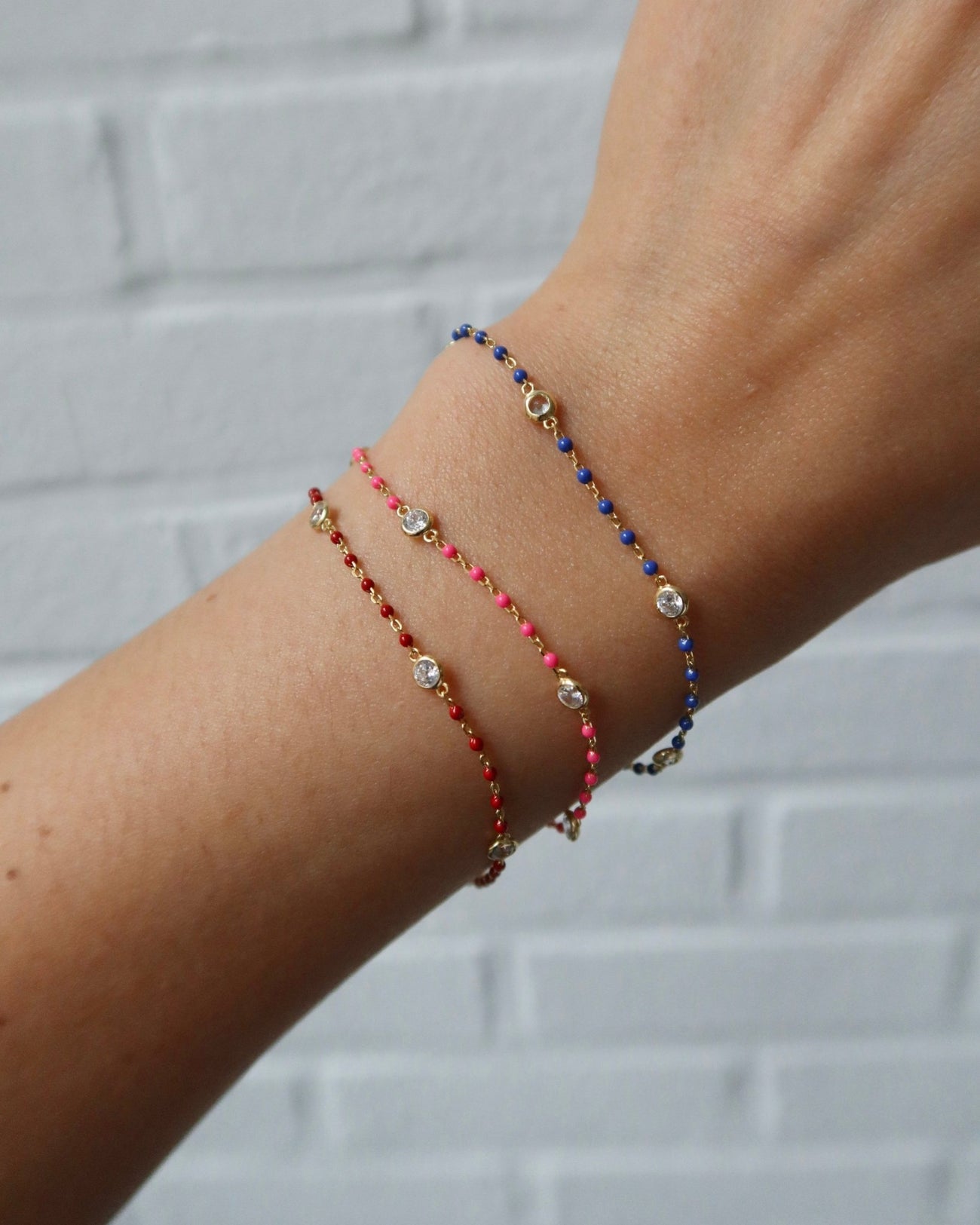 YAEL CZ ENAMEL BRACELET (RED) - Shop Cupcakes and Cashmere
