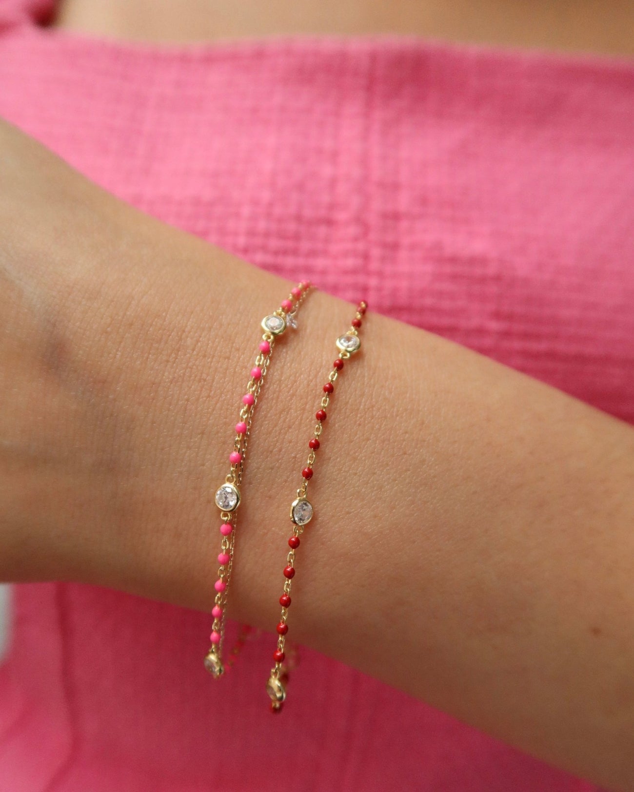 YAEL CZ ENAMEL BRACELET (RED) - Shop Cupcakes and Cashmere
